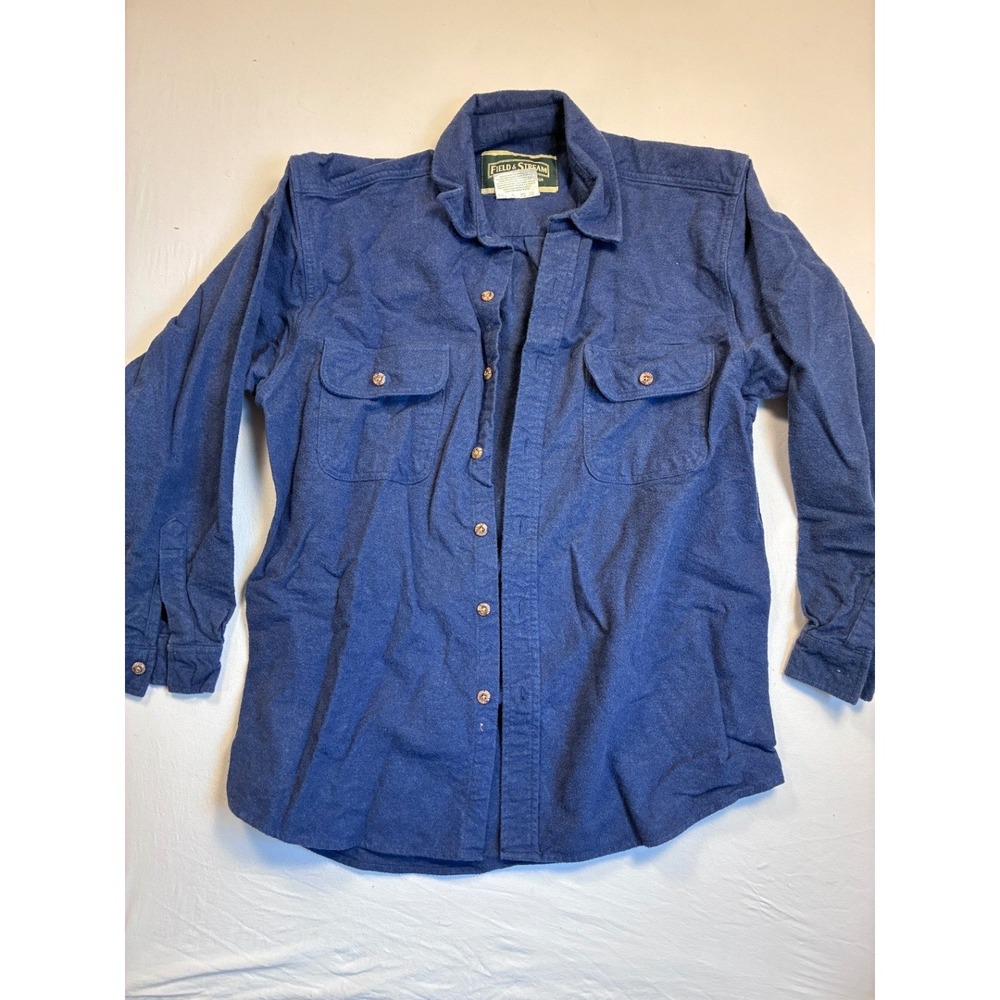 Field & Stream Mens Large Blue Cotton Flannel Long Sleeve Button Down Work Shirt